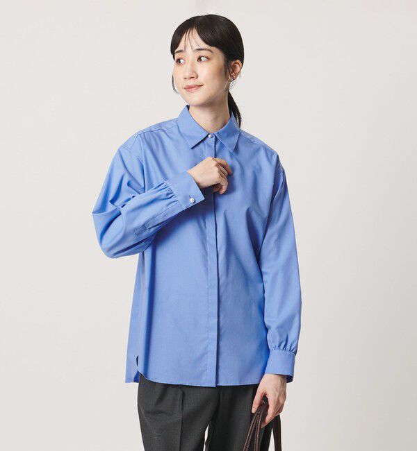 UNITED ARROWS「ピンオックス パールライク ボタン シャツ」|シャツ・ブラウス|LT.BLUE