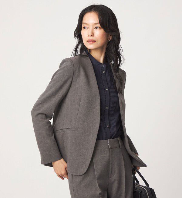 UNITED ARROWS green label relaxing「［size SHORT/TALLあり］ライト ダブルクロス ノーラペル ジャケット」|ノーカラージャケット|