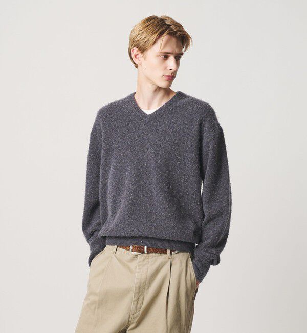 BEAUTY&YOUTH UNITED ARROWS「HI-LINE カシミヤ ナッピング Vネック ニット」|ニット・セーター|NAVY