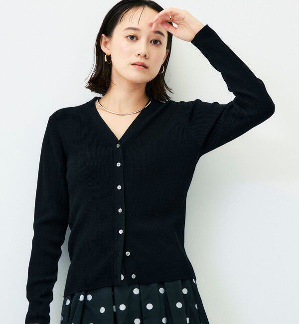 NOLLEY'S「《手洗い可能》《アンサンブル対応》16GマレーリブVネックカーディガン」|カーディガン|