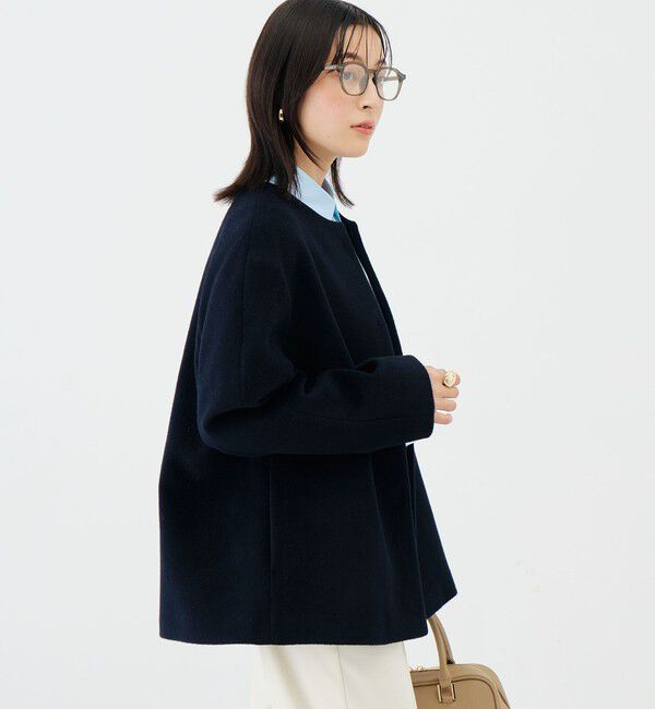 NOLLEY'S sophi「【新色追加】アンゴラビーバーノーカラーショートコート」|ノーカラーコート|