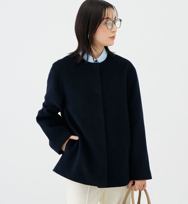NOLLEY'S sophi「【新色追加】アンゴラビーバーノーカラーショートコート」|ノーカラーコート|