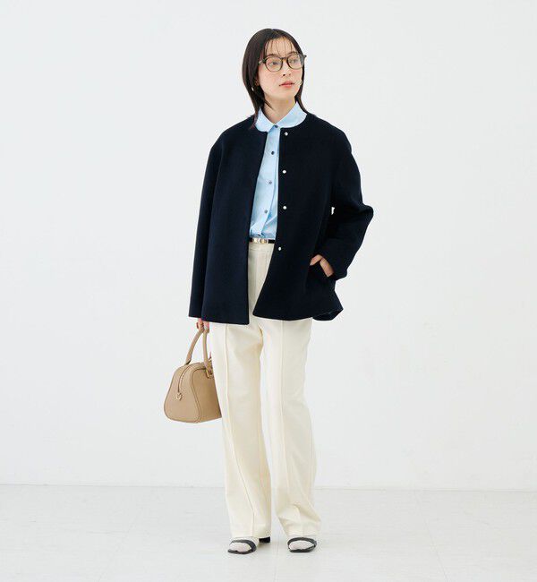 NOLLEY'S sophi「【新色追加】アンゴラビーバーノーカラーショートコート」|ノーカラーコート|