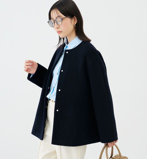NOLLEY'S sophi「【新色追加】アンゴラビーバーノーカラーショートコート」|ノーカラーコート|