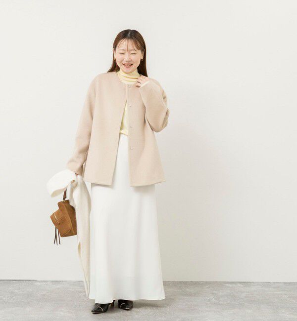 NOLLEY'S sophi「【新色追加】アンゴラビーバーノーカラーショートコート」|ノーカラーコート|