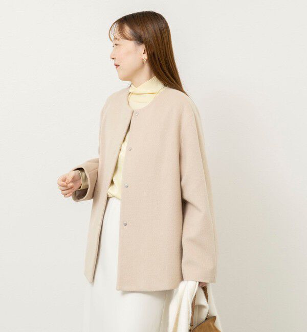 NOLLEY'S sophi「【新色追加】アンゴラビーバーノーカラーショートコート」|ノーカラーコート|