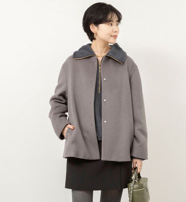 NOLLEY'S sophi「【新色追加】アンゴラビーバーノーカラーショートコート」|ノーカラーコート|