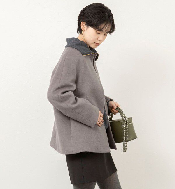 NOLLEY'S sophi「【新色追加】アンゴラビーバーノーカラーショートコート」|ノーカラーコート|