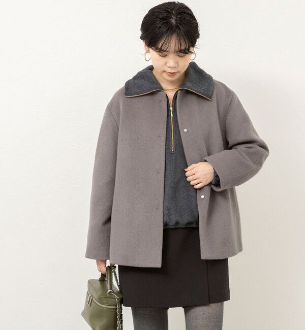 NOLLEY'S sophi「【新色追加】アンゴラビーバーノーカラーショートコート」|ノーカラーコート|