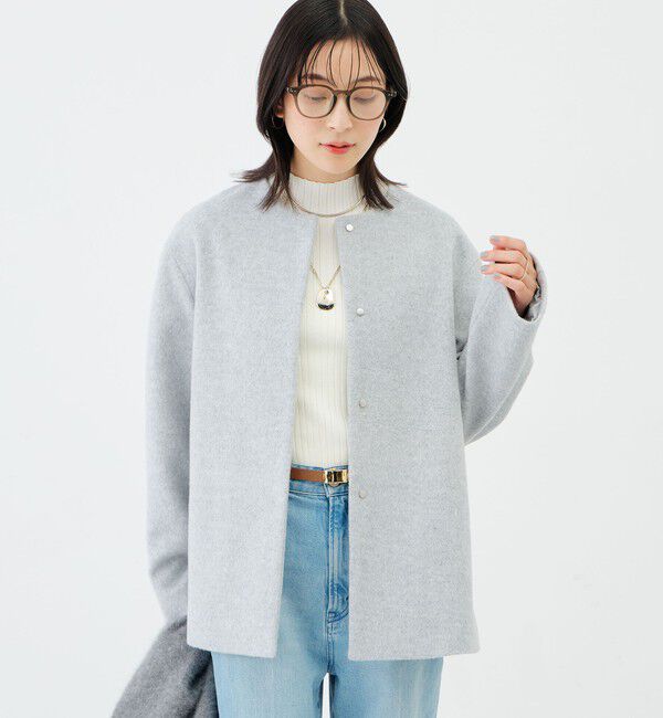 NOLLEY'S sophi「【新色追加】アンゴラビーバーノーカラーショートコート」|ノーカラーコート|