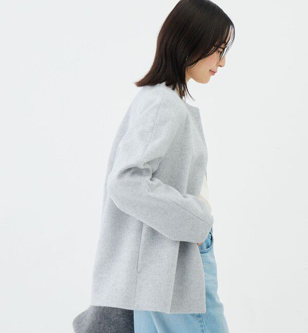 NOLLEY'S sophi「【新色追加】アンゴラビーバーノーカラーショートコート」|ノーカラーコート|