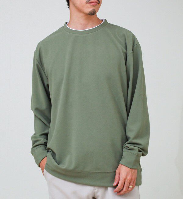 GLOSTER「【1枚で完結】カルゼジョーゼットフェイクレイヤーロングスリーブT ロンT」|Tシャツ・カットソー|オリーブ