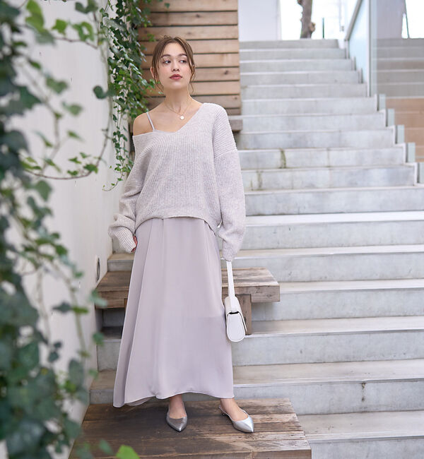 Rouge vif「【一部店舗限定】【2点セット】Vネックニット&times;キャミワンピセット」|ワンピース|