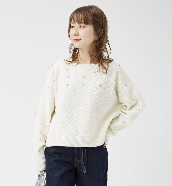 Rouge vif「【一部店舗限定】ビジューニットプルオーバー」|ニット・セーター|