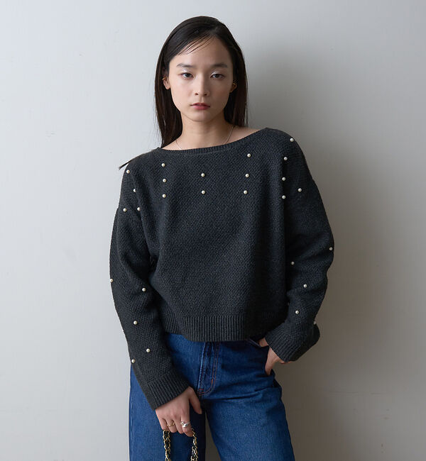 Rouge vif「【一部店舗限定】ビジューニットプルオーバー」|ニット・セーター|