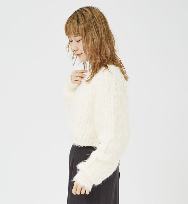 Rouge vif「【一部店舗限定】フェザーヤーンショート丈ニット」|ニット・セーター|