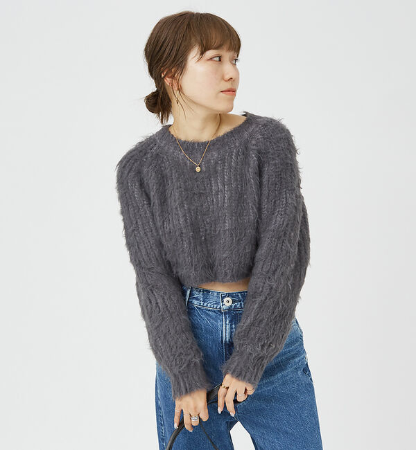 Rouge vif「【一部店舗限定】フェザーヤーンショート丈ニット」|ニット・セーター|