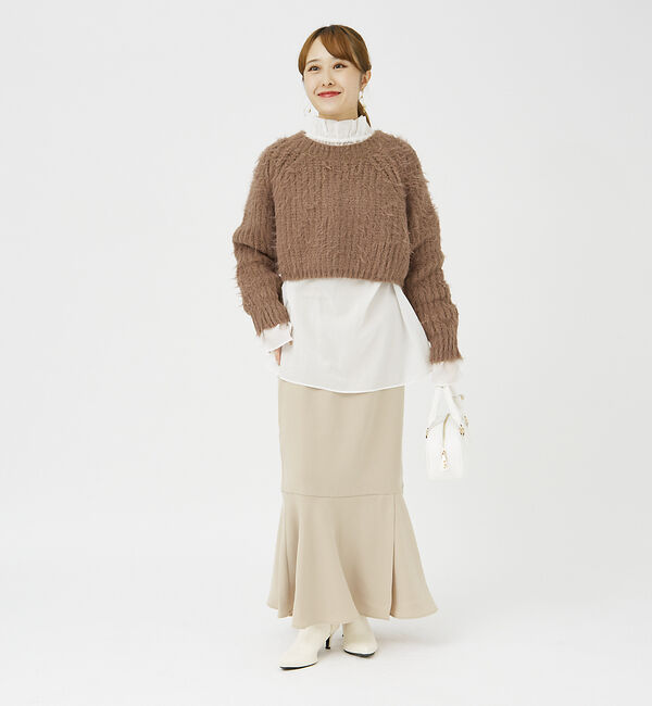Rouge vif「【一部店舗限定】フェザーヤーンショート丈ニット」|ニット・セーター|