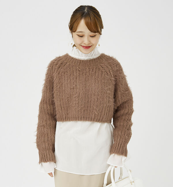 Rouge vif「【一部店舗限定】フェザーヤーンショート丈ニット」|ニット・セーター|