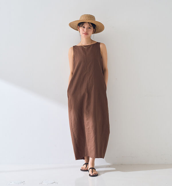Rouge vif「麻混ノースリーブ 後ろタックワンピース」|ワンピース|