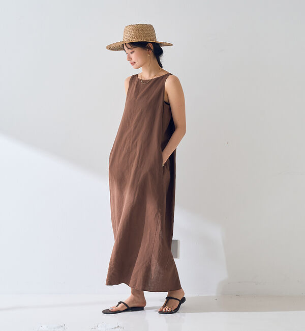 Rouge vif「麻混ノースリーブ 後ろタックワンピース」|ワンピース|
