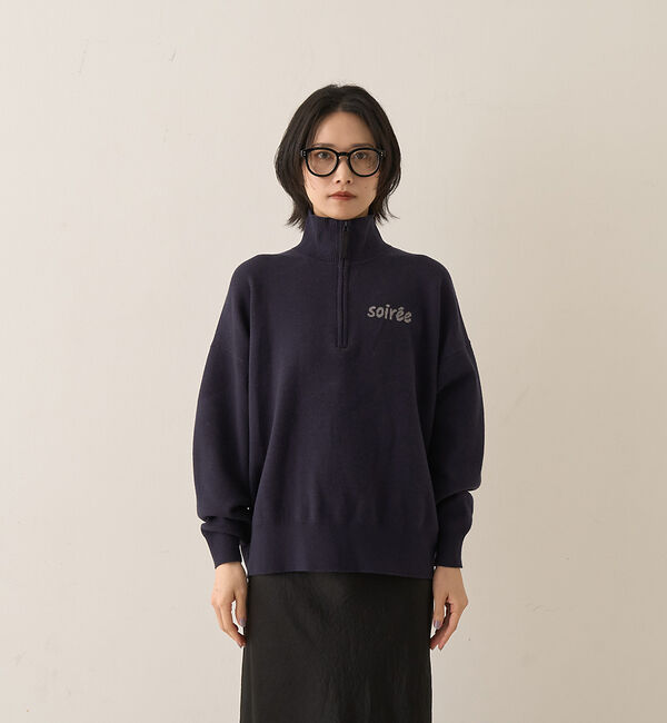 Rouge vif「ハーフジップロゴニットプルオーバー」|ニット・セーター|