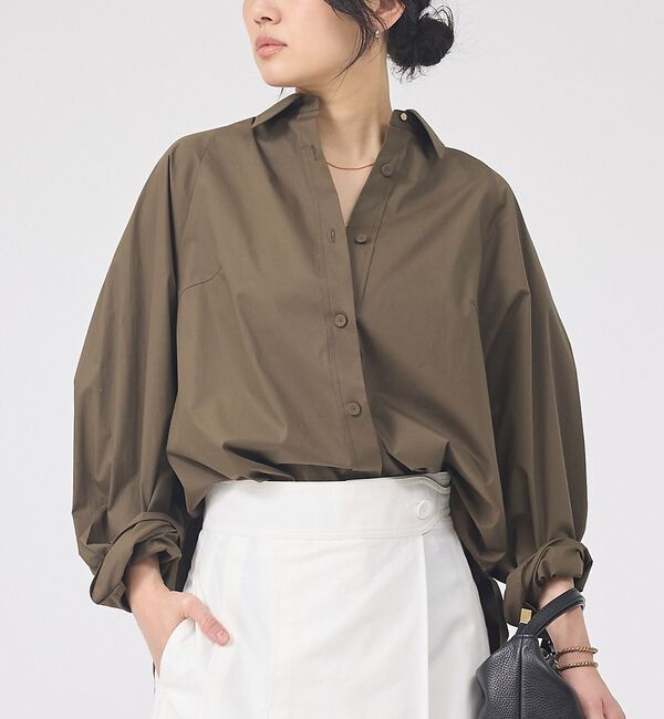Rouge vif「ドルマンストレッチブロードビックシャツ」|シャツ・ブラウス|カーキ