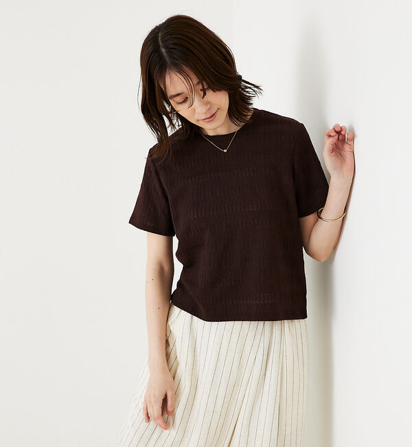 abahouse mavie「シャーリングボーダーTシャツ」|Tシャツ・カットソー|