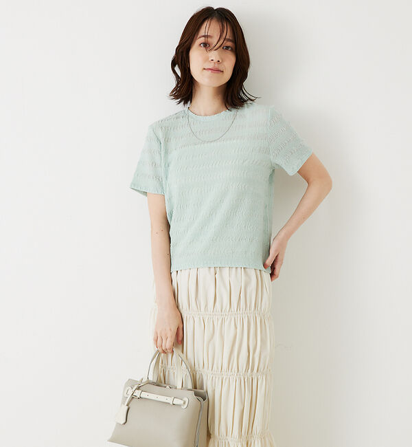 abahouse mavie「シャーリングボーダーTシャツ」|Tシャツ・カットソー|