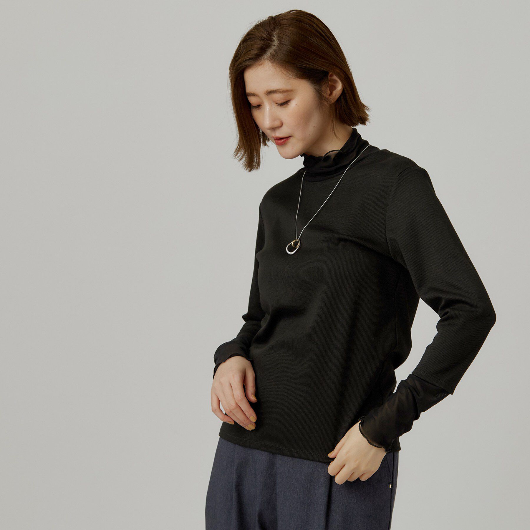 grove「シアー切替ハイネックプルオーバー」|Tシャツ・カットソー|