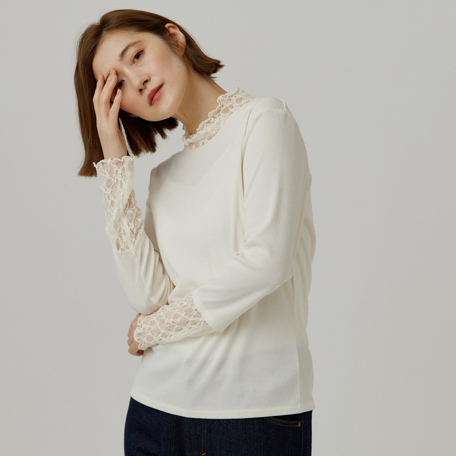 grove「シアー切替ハイネックプルオーバー」|Tシャツ・カットソー|