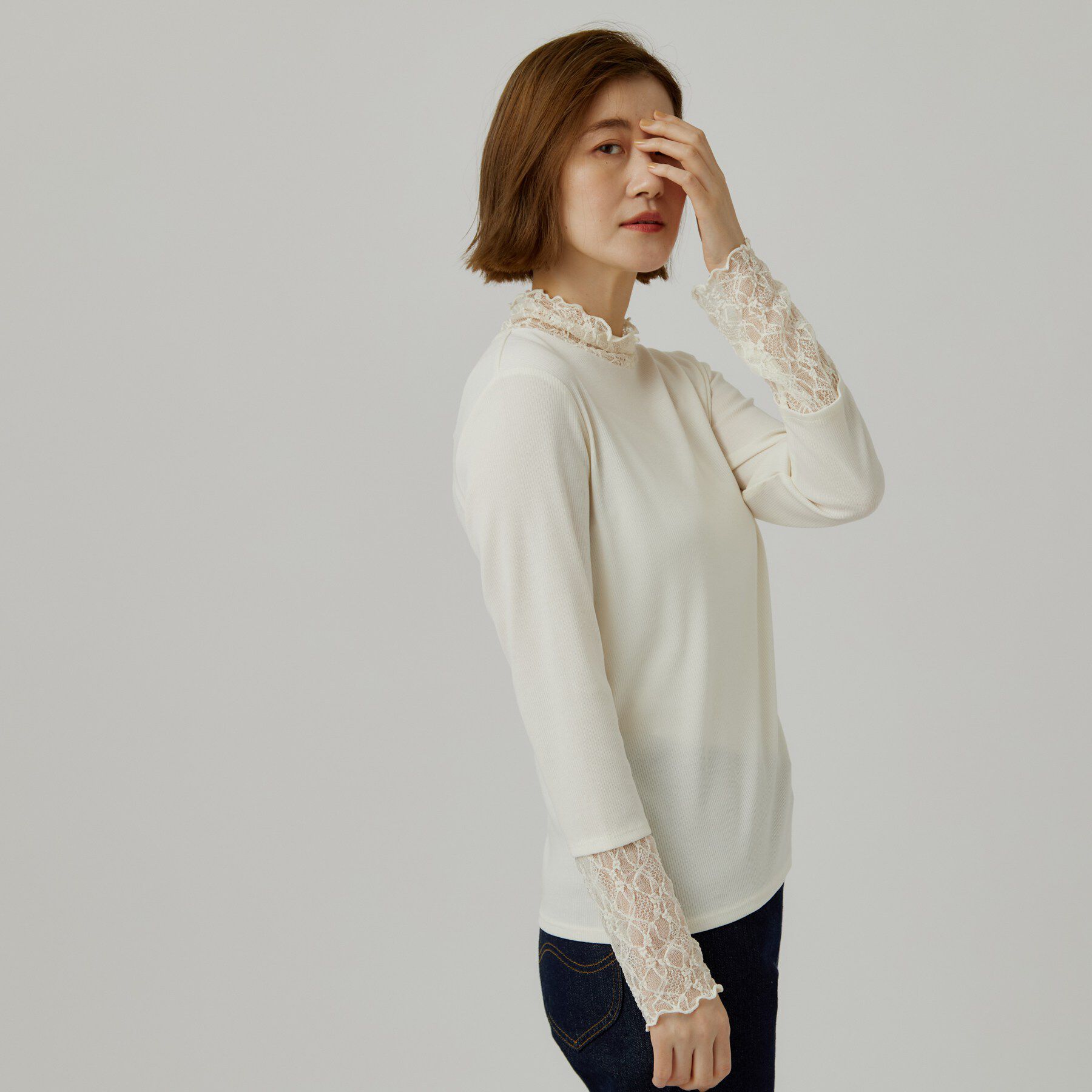grove「シアー切替ハイネックプルオーバー」|Tシャツ・カットソー|
