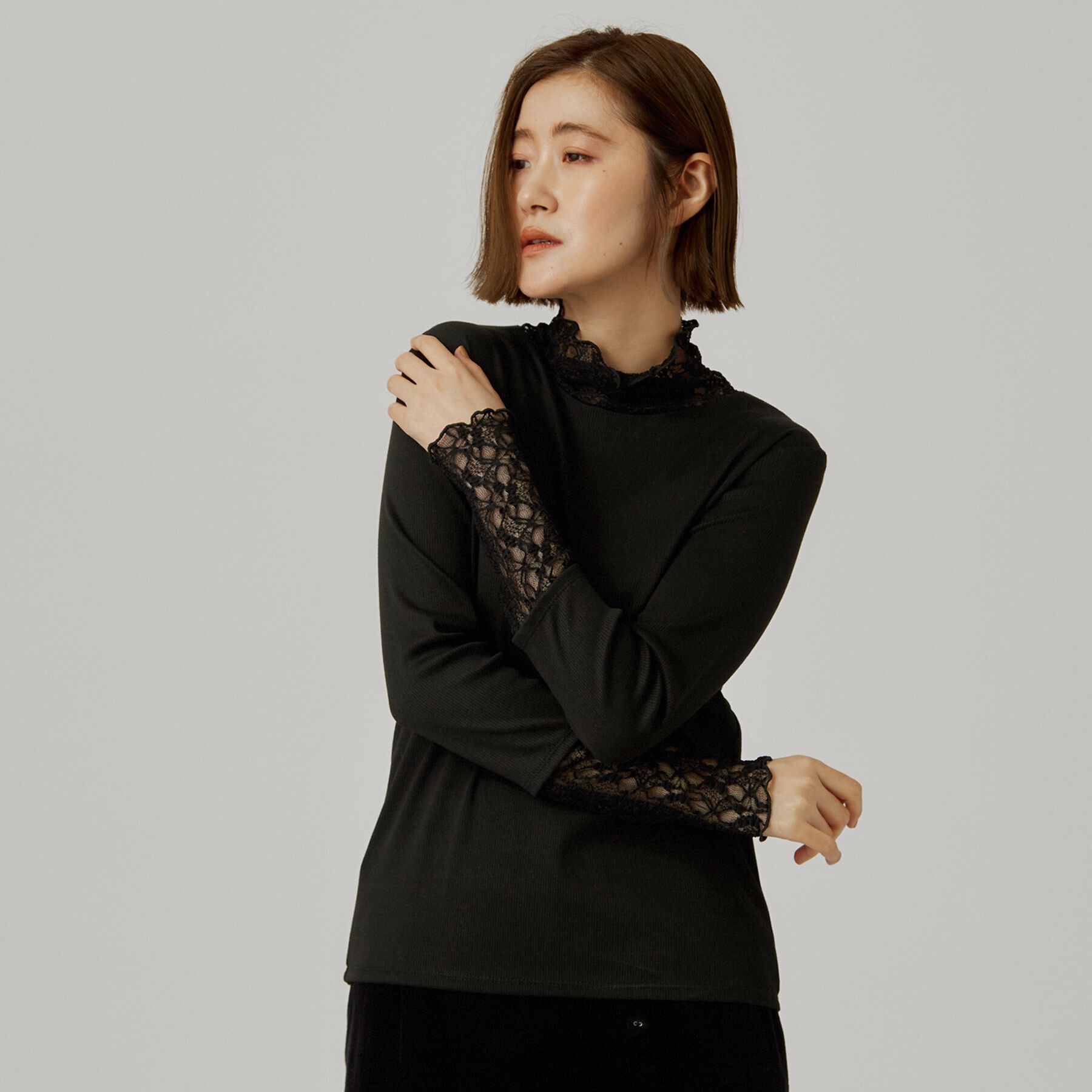 grove「シアー切替ハイネックプルオーバー」|Tシャツ・カットソー|