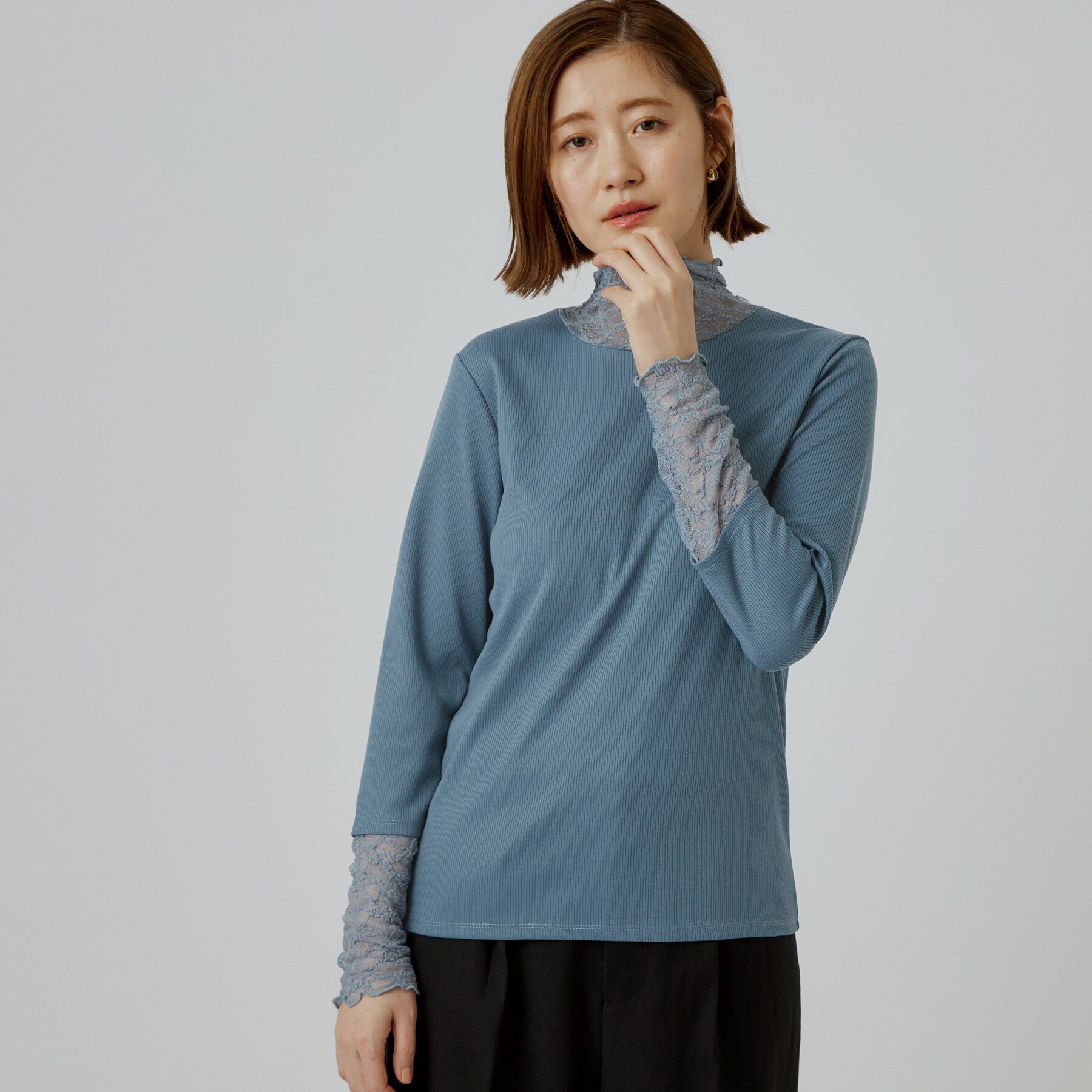 grove「シアー切替ハイネックプルオーバー」|Tシャツ・カットソー|