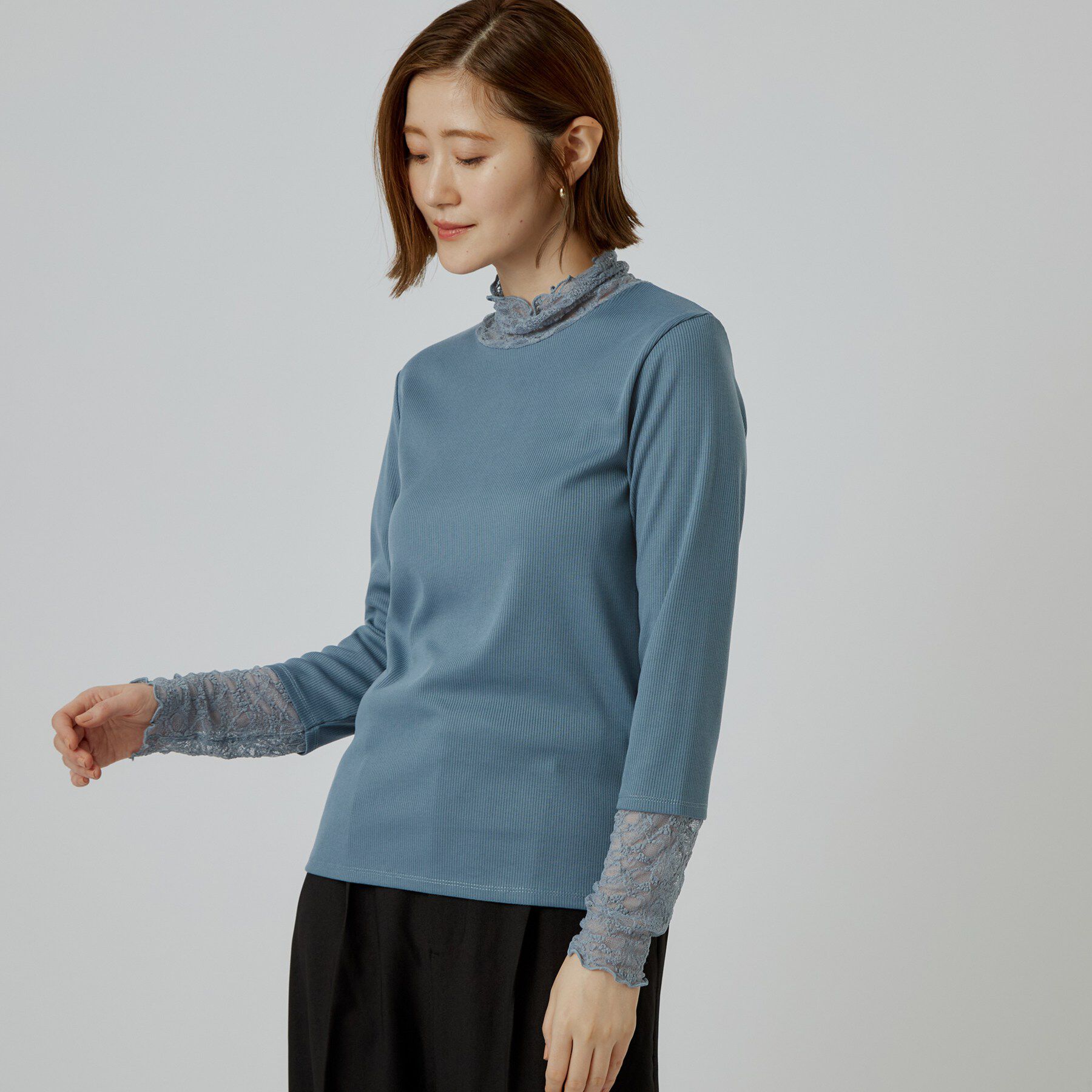 grove「シアー切替ハイネックプルオーバー」|Tシャツ・カットソー|