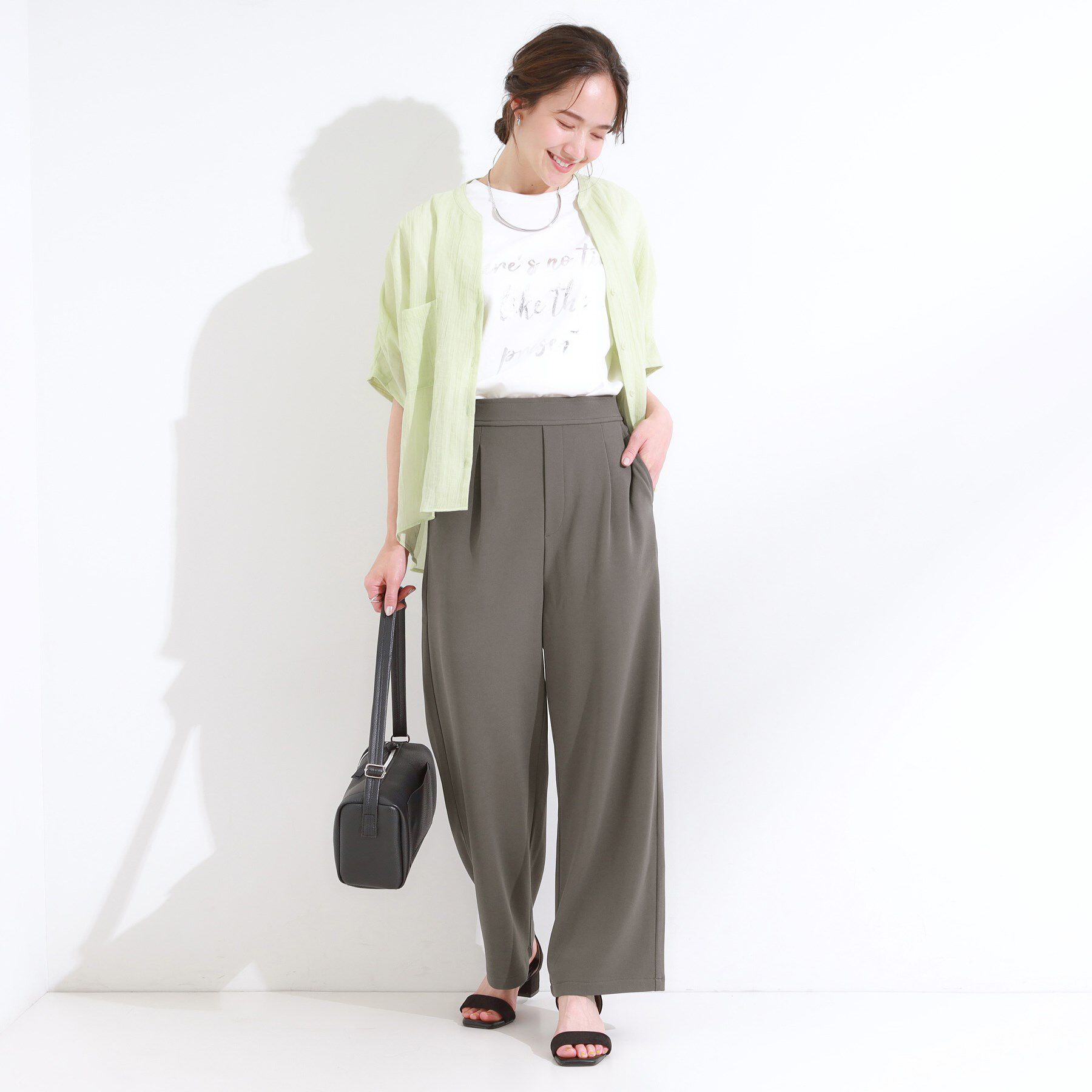 SHOO･LA･RUE「【S-LL/ストレッチ】脚のラインを拾いにくい スマートワイドパンツ」|その他|