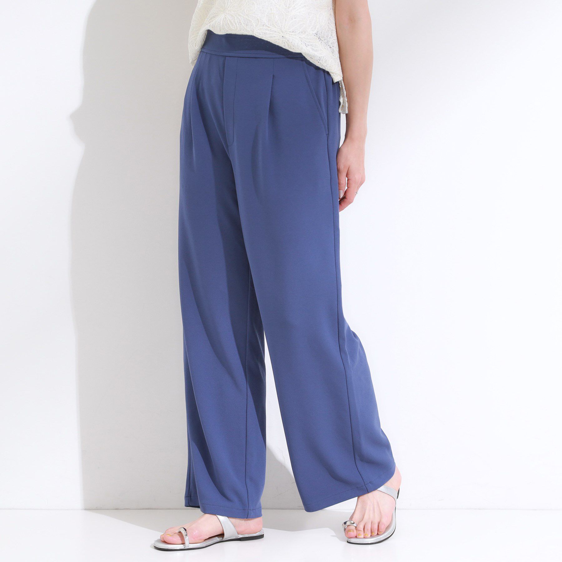 SHOO･LA･RUE「【S-LL/ストレッチ】脚のラインを拾いにくい スマートワイドパンツ」|その他|