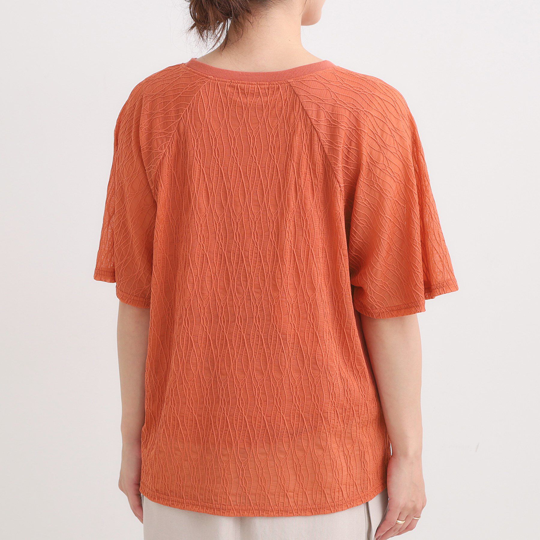 SHOO･LA･RUE「【S-LL/二の腕カバー】ウエーブ柄 インナードッキングトップス」|Tシャツ・カットソー|