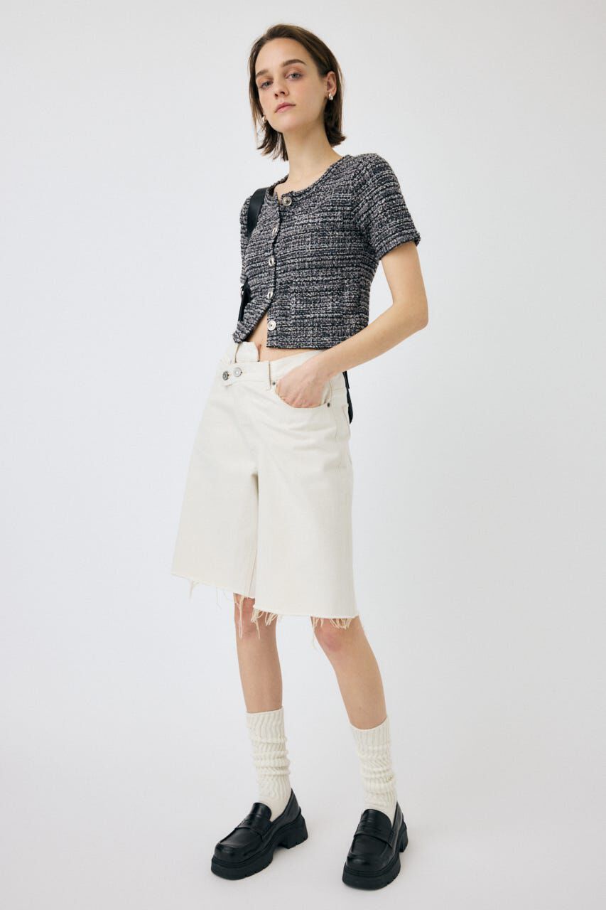 MOUSSY「CROSS WAIST ハーフパンツ」|デニム|