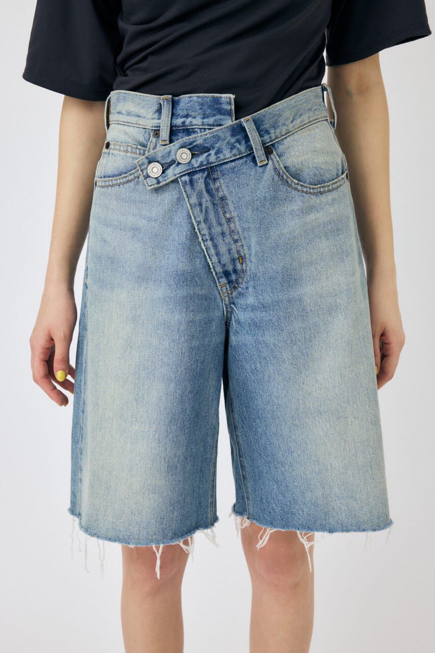 MOUSSY「CROSS WAIST ハーフパンツ」|デニム|