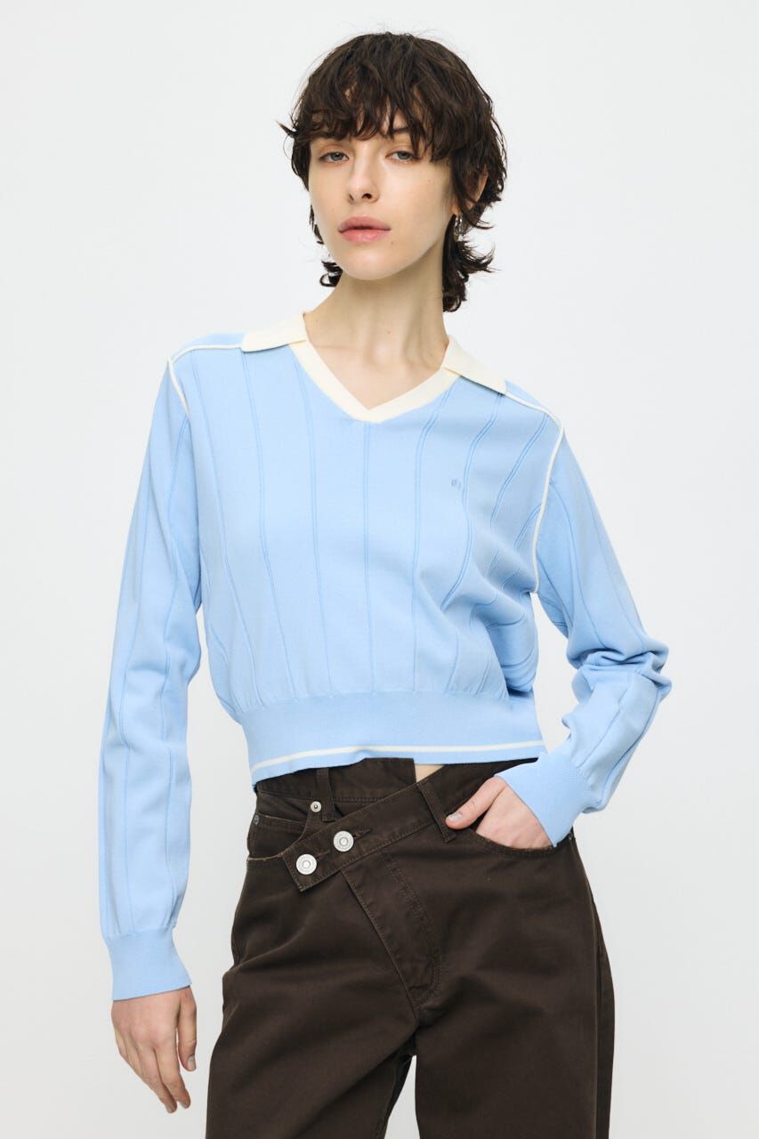 MOUSSY「BI COLOR KNIT ポロ」|ニット・セーター|