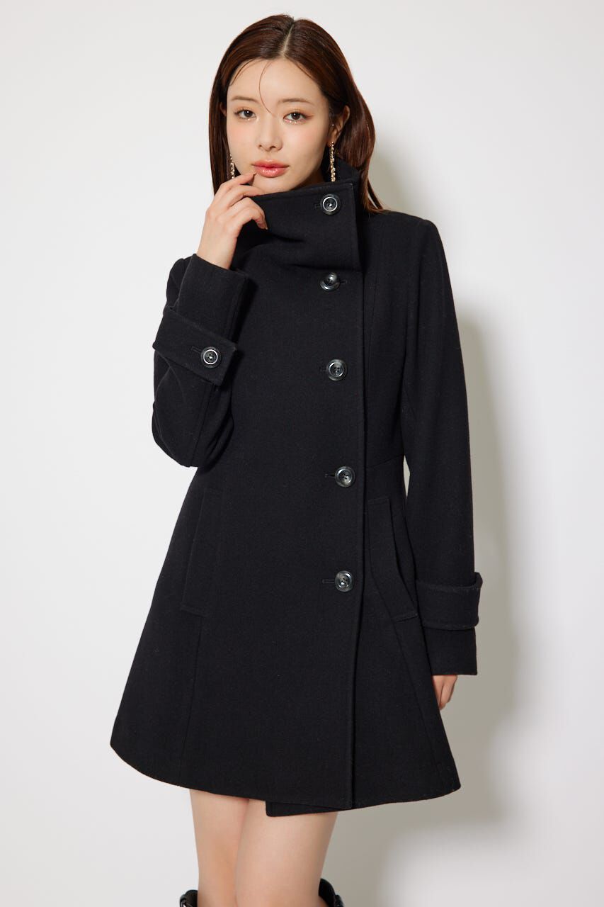 rienda「25オーバーネックシンデレララインミニコート」|その他|BLK