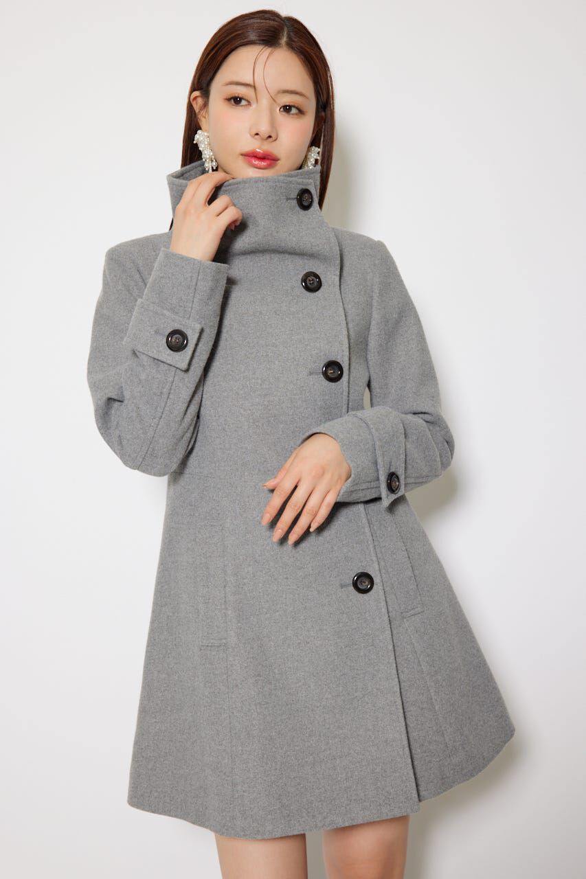 rienda「25オーバーネックシンデレララインミニコート」|その他|GRY