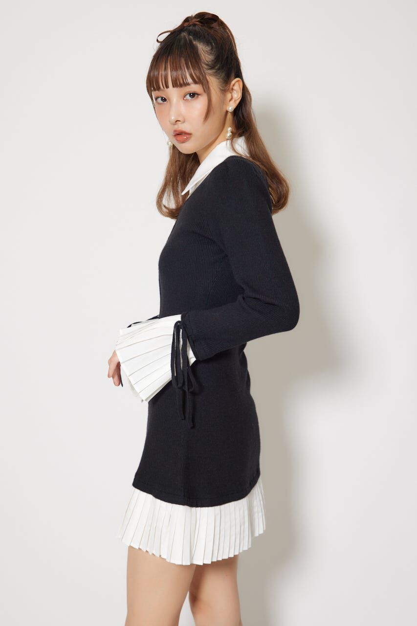 rienda「レイヤードパターンシャツニットミニワンピース」|ワンピース|