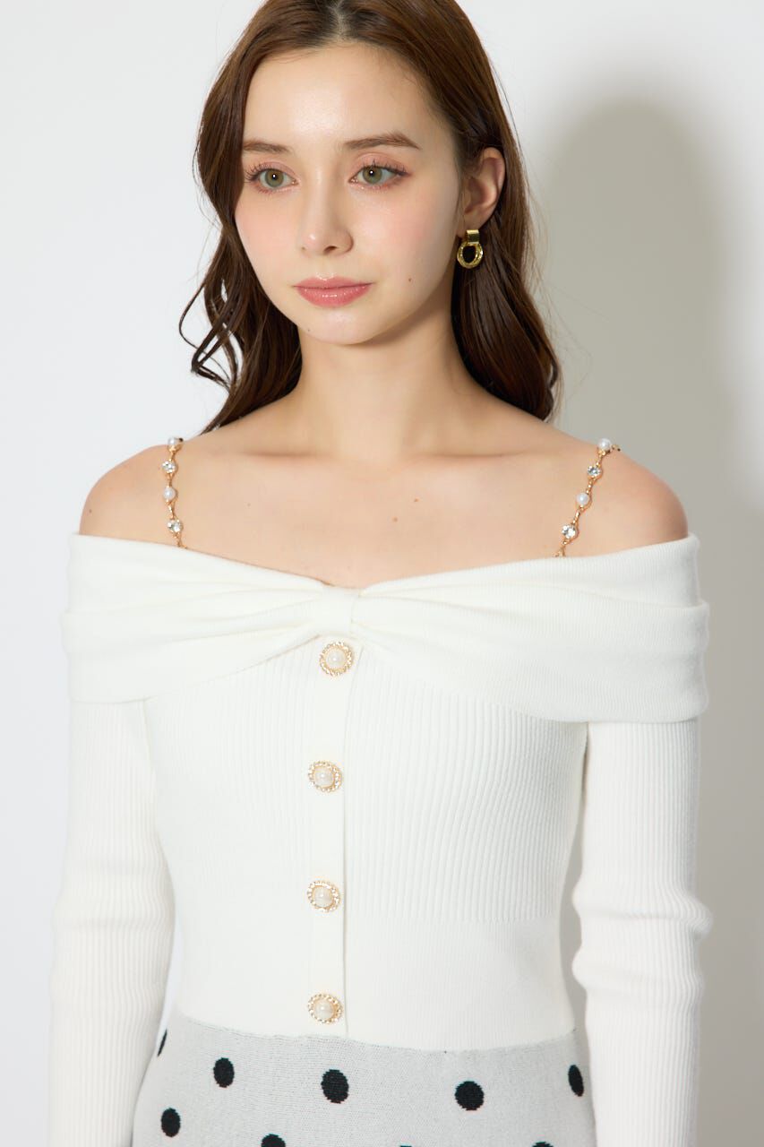 rienda「リボンデザインドットニットワンピース」|ワンピース|
