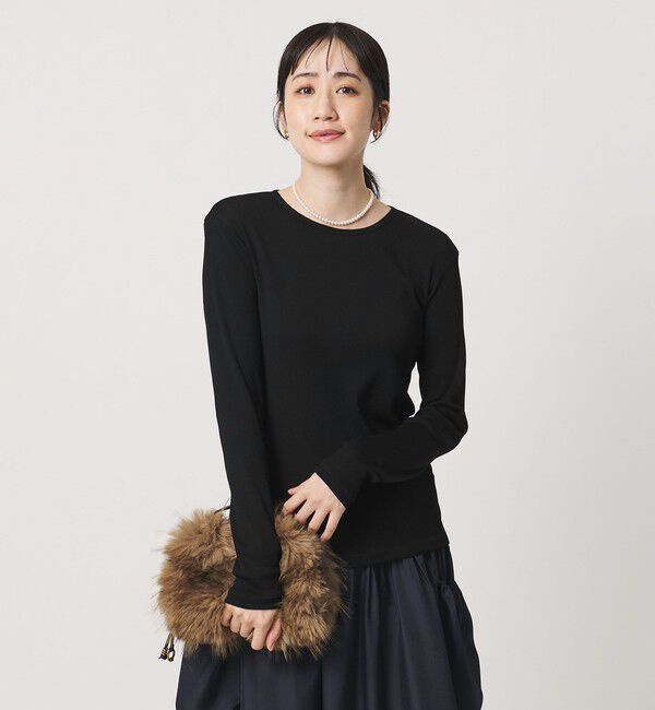 UNITED ARROWS「コットン テレコ クルーネック カットソー」|Tシャツ・カットソー|BLACK
