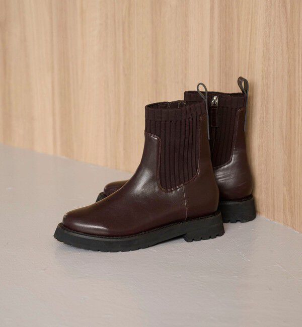UNITED ARROWS green label relaxing「ストレッチ ショートブーツ / サイドゴア / 撥水」|ロングブーツ|DK.BROWN