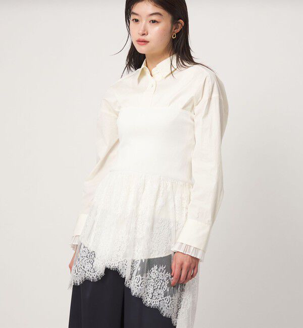 UNITED ARROWS green label relaxing「＜GLR_MINE＞レース ドッキング ニット ビスチェ」|ベスト・ジレ|WHITE