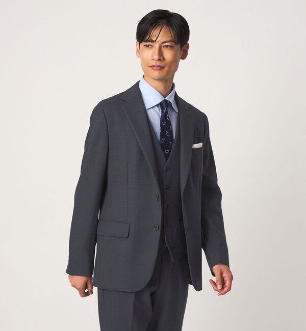 UNITED ARROWS green label relaxing「A+ TWPU バーズアイ 2B スリム セットアップ ジャケット -ストレッチ-」|テーラードジャケット|NAVY