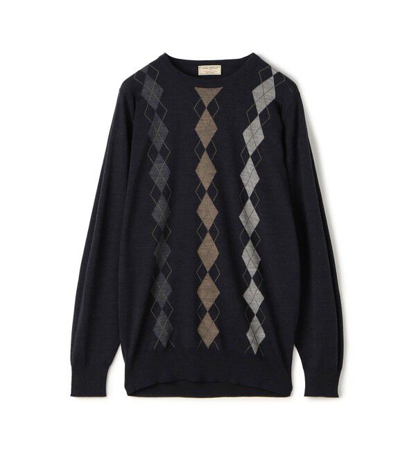 TOMORROWLAND MENS「【別注】JOHN SMEDLEY ウール アーガイルクルーネック プルオーバーニット」|ニット・セーター|18 グレー系